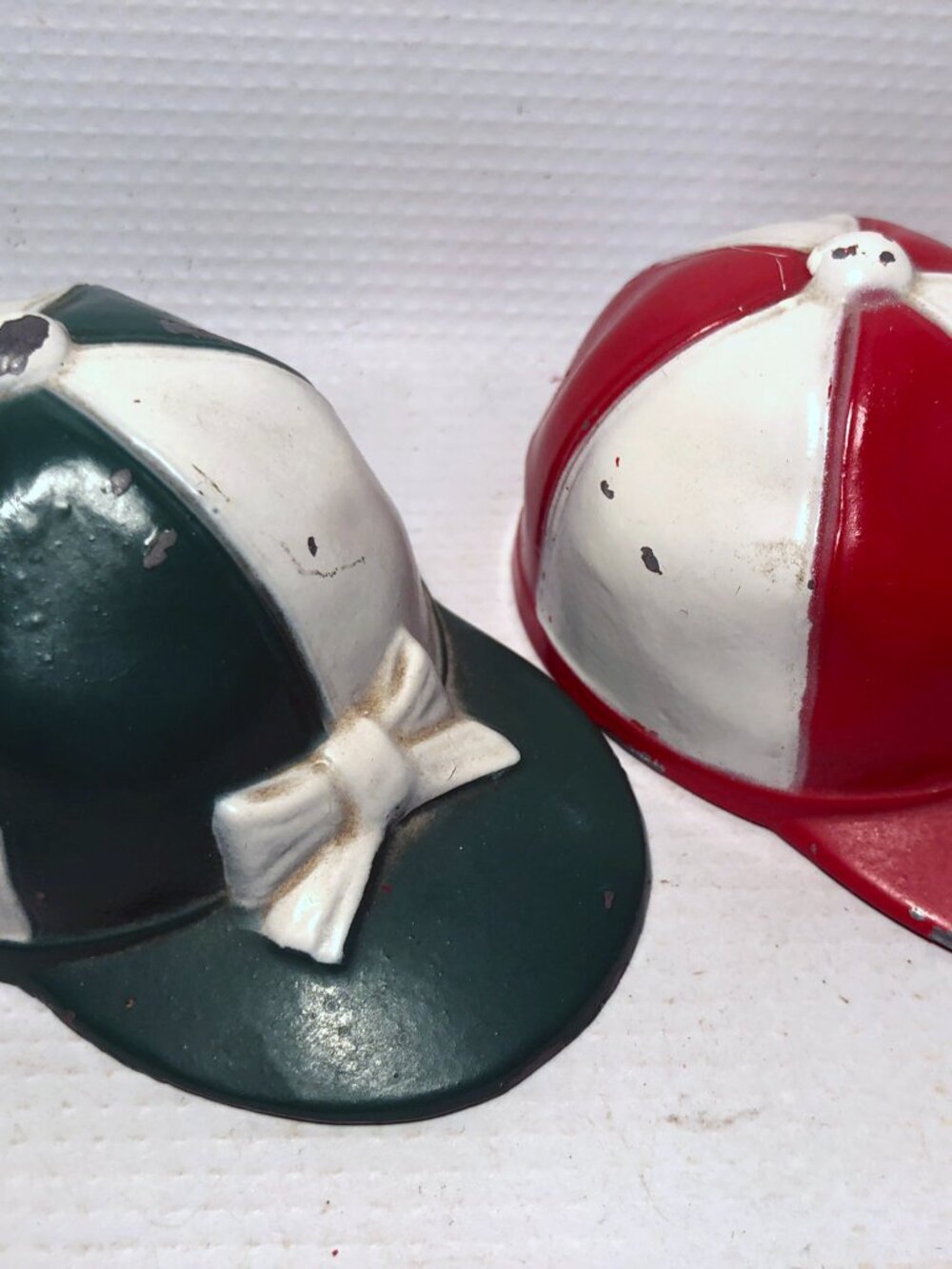 Vintage Cast Metal Jockey Cap from Lincoln Downs Horse Racing Track - Lot of 2